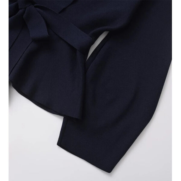 Belted Wrap Knit Blazer with Shoulder Pads Belted Wrap Knit Blazer with Shoulder Pads