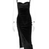 Velvet Swing Collar Sleeveless Slip Maxi Dress Velvet Swing Collar Sleeveless Slip Maxi Dress