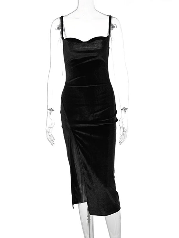 Velvet Swing Collar Sleeveless Slip Maxi Dress Velvet Swing Collar Sleeveless Slip Maxi Dress