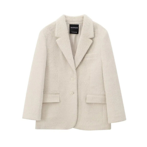 Long Faux Fur Straight Blazer Coat Long Faux Fur Straight Blazer Coat