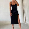 Velvet Swing Collar Sleeveless Slip Maxi Dress Velvet Swing Collar Sleeveless Slip Maxi Dress