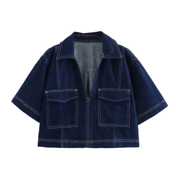 Denim Cropped Shirt and Skort Two-Piece Set Denim Cropped Shirt and Skort Two-Piece Set