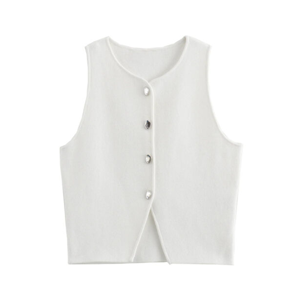 Knit Buttoned Cropped Vest
