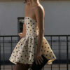 Polka Dot Chest Wrap Backless Mini Dress