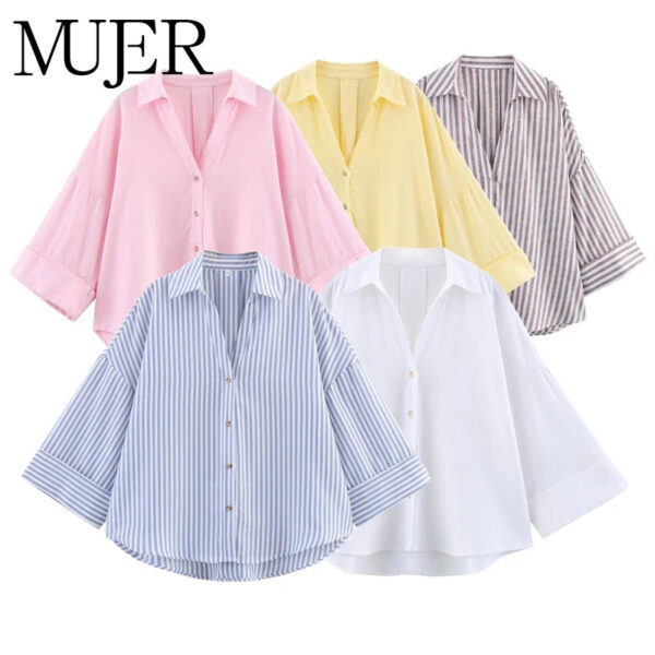 Relaxed Oversized Button-Down Casual Shirt Relaxed Oversized Button-Down Casual Shirt