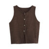 Knit Buttoned Cropped Vest