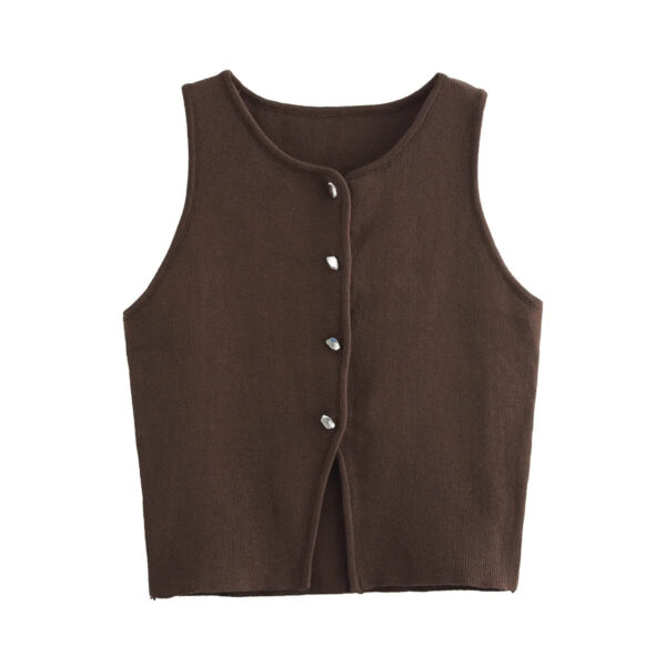 Knit Buttoned Cropped Vest