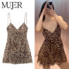 Leopard Print Backless Slip Mini Dress