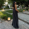 Slip Maxi Dress with Draped Backless Design Slip Maxi Dress with Draped Backless Design