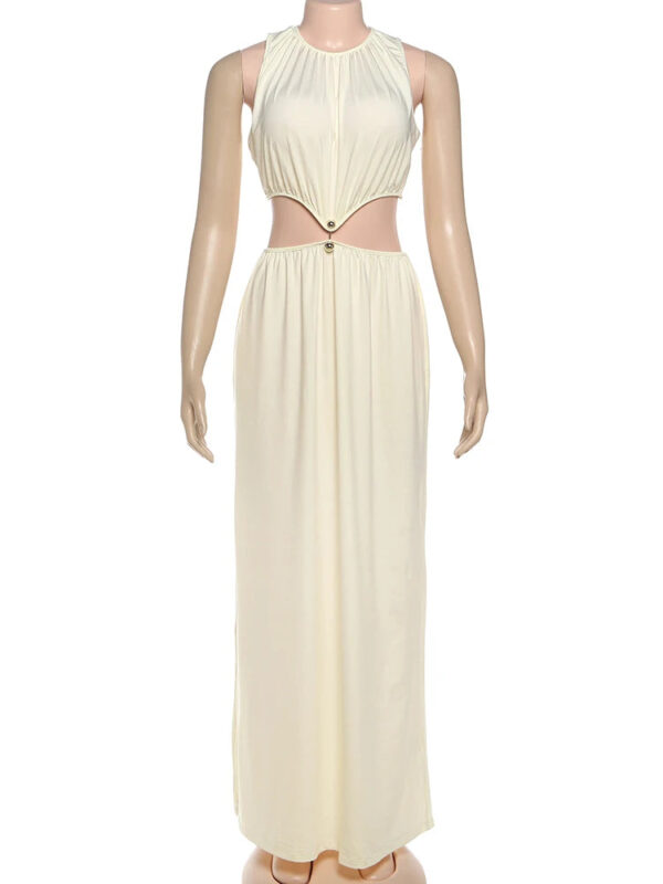 Elegant Metal Patchwork Sleeveless Maxi Dress Elegant Metal Patchwork Sleeveless Maxi Dress