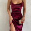 Velvet Swing Collar Sleeveless Slip Maxi Dress Velvet Swing Collar Sleeveless Slip Maxi Dress