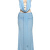 Sheer Halter Two-Piece Set with Ruched Maxi Skirt Sheer Halter Two-Piece Set with Ruched Maxi Skirt