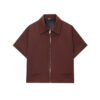 Cropped Varsity Zipper Jacket with Short Sleeves – Turn-Down Collar Cropped Varsity Zipper Jacket with Short Sleeves – Turn-Down Collar