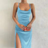 Velvet Swing Collar Sleeveless Slip Maxi Dress Velvet Swing Collar Sleeveless Slip Maxi Dress
