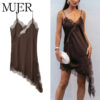 Lace Slip Mini Dress with Satin Backless Detail Lace Slip Mini Dress with Satin Backless Detail