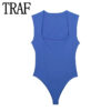 Square Neck Sleeveless Bodycon Bodysuit Square Neck Sleeveless Bodycon Bodysuit