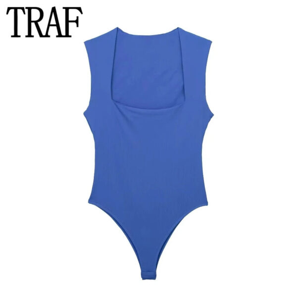Square Neck Sleeveless Bodycon Bodysuit Square Neck Sleeveless Bodycon Bodysuit
