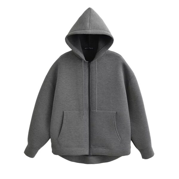 Oversized Zip-Up Hooded Sweatshirt – Long Sleeve Autumn Jacket
