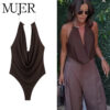 Backless Sleeveless Solid Summer Bodysuit Backless Sleeveless Solid Summer Bodysuit