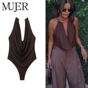 Backless Sleeveless Solid Summer Bodysuit Backless Sleeveless Solid Summer Bodysuit