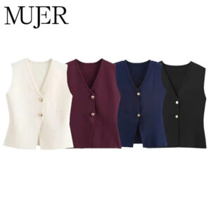 Cropped V-Neck Knit Button Vest Cropped V-Neck Knit Button Vest