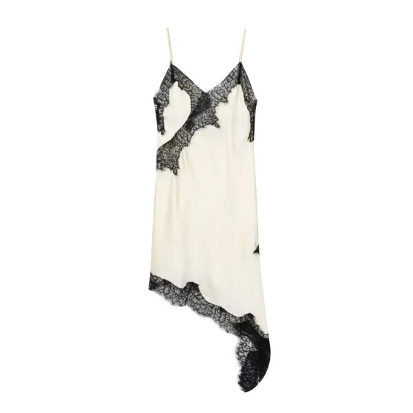 Lace Slip Mini Dress with Satin Backless Detail Lace Slip Mini Dress with Satin Backless Detail
