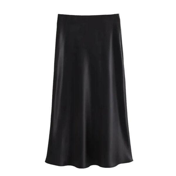 Midnight Grace High-Waist Satin Midi Skirt Midnight Grace High-Waist Satin Midi Skirt