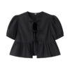 Puff Sleeve Ruched Crop Top Blouse Puff Sleeve Ruched Crop Top Blouse