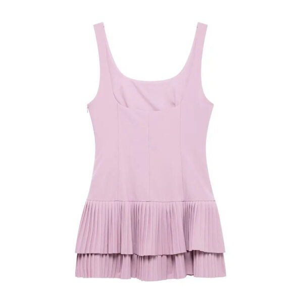 Pleated Backless Spaghetti-Strap Mini Dress