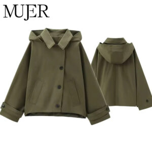 Hooded Trench Coat Windbreaker Hooded Trench Coat Windbreaker
