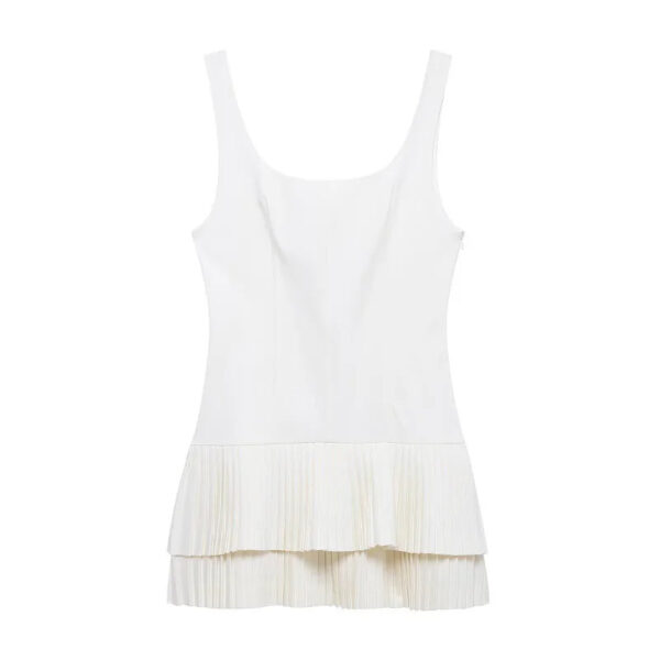 Pleated Backless Spaghetti-Strap Mini Dress