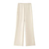 Off-White Satin Strapless Top & High-Waist Straight-Leg Trousers — Two-Piece Set Off-White Satin Strapless Top & High-Waist Straight-Leg Trousers — Two-Piece Set