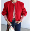 Soft Cropped Zipper Bomber Jacket Soft Cropped Zipper Bomber Jacket