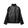 Faux Leather Oversized Bomber Jacket