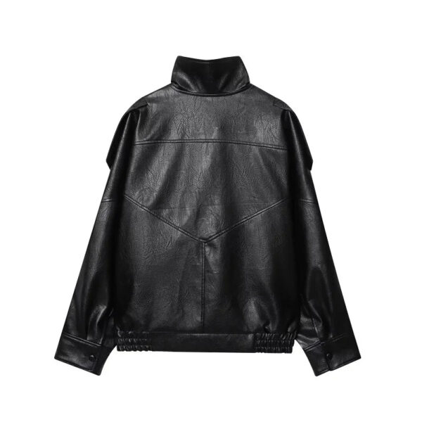 Faux Leather Oversized Bomber Jacket