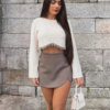 Asymmetric Black Mini Skort – High Waist Shorts with Skirt Overlay Asymmetric Black Mini Skort – High Waist Shorts with Skirt Overlay