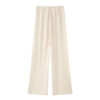 Off-White Satin Strapless Top & High-Waist Straight-Leg Trousers — Two-Piece Set Off-White Satin Strapless Top & High-Waist Straight-Leg Trousers — Two-Piece Set
