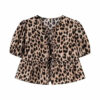 Puff Sleeve Ruched Crop Top Blouse Puff Sleeve Ruched Crop Top Blouse