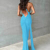 One Shoulder Backless Adjustable Scarf Loop Ruched Maxi Dress