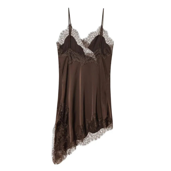 Lace Slip Mini Dress with Satin Backless Detail Lace Slip Mini Dress with Satin Backless Detail