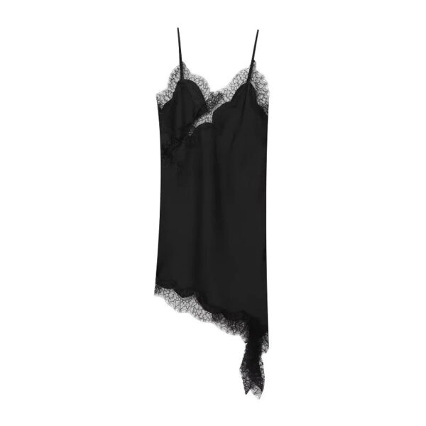 Lace Slip Mini Dress with Satin Backless Detail Lace Slip Mini Dress with Satin Backless Detail