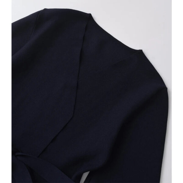 Belted Wrap Knit Blazer with Shoulder Pads Belted Wrap Knit Blazer with Shoulder Pads