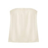 Off-White Satin Strapless Top & High-Waist Straight-Leg Trousers — Two-Piece Set Off-White Satin Strapless Top & High-Waist Straight-Leg Trousers — Two-Piece Set