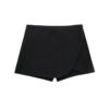 Asymmetric Black Mini Skort – High Waist Shorts with Skirt Overlay Asymmetric Black Mini Skort – High Waist Shorts with Skirt Overlay