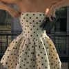 Polka Dot Chest Wrap Backless Mini Dress