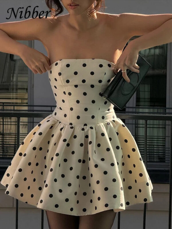 Polka Dot Chest Wrap Backless Mini Dress