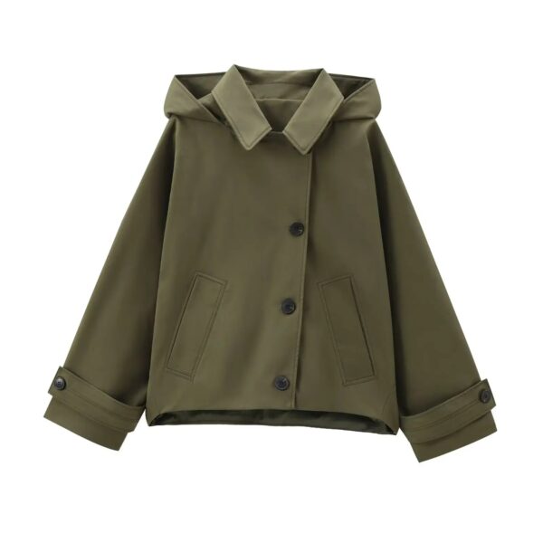 Hooded Trench Coat Windbreaker Hooded Trench Coat Windbreaker