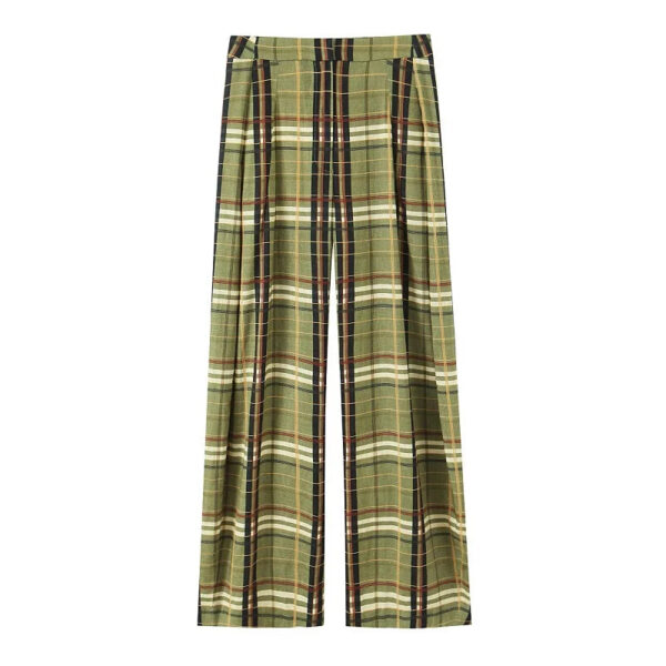 Plaid Wide Leg Mid-Waist Pants Plaid Wide Leg Mid-Waist Pants