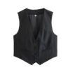 Tailored V-Neck Cropped Vest with Button Detail Tailored V-Neck Cropped Vest with Button Detail