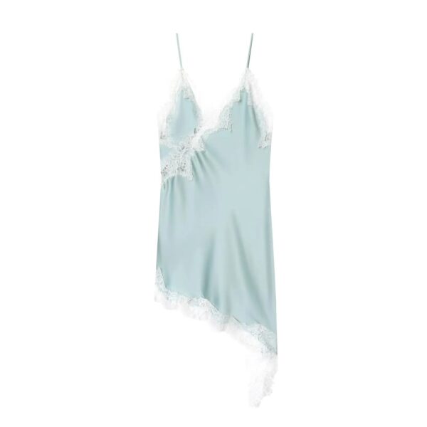 Lace Slip Mini Dress with Satin Backless Detail Lace Slip Mini Dress with Satin Backless Detail